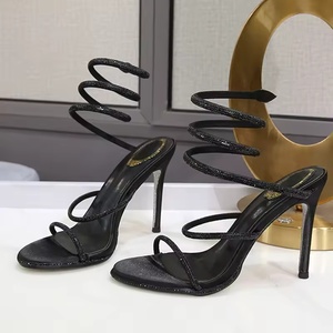 Luxury Crystal Snake Coiled Thin Heels Women Sandals Breathable Summer 2025 Open Toe High Heels Wedding Bridal <b>Shoes</b> Pumps - Product Image 4
