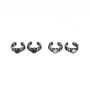 yunnique <b>Cuff</b> <b>Earrings</b> Stainless Steel Claw Setting Geometric Design Men's Jewelry - Product Image 3