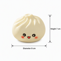 Peluche Mignonne en Forme de Boulette Vapeur, à Remontée Lente, Motif Visage Kawaii, Impression Crème, Anti-Stress, Cadeau de Bureau