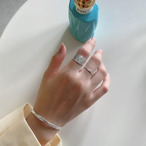 Ювелирные изделия кольца с регулируемыми геометрическими 18 карат позолоченными 925 стерлингового серебра неправильной формы кольца для мужчин и женщин - Product Image 6