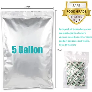 Folha de alumínio de alta qualidade 7 mil sacos do mylar do galão 5 para o armazenamento do alimento com absorvedor do oxigênio