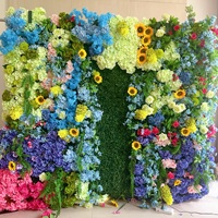 RHD3D Panneau mural en tissu 5D enroulable avec fleurs artificielles en soie (roses et pivoines) pour décoration de mariage, Mur de fleurs artificielles