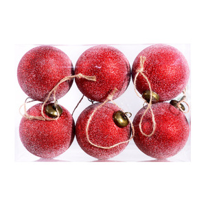 Nouvelles Boules de Noël Rouges Givrées Effet Grain de Bois 6cm 8cm, Ornements à Suspendre pour Sapin de Noël, Fournitures de Fêtes - Product Image 6