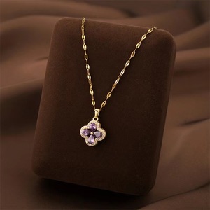 Nuevo collar de flores violetas, cadena de clavícula versátil y moderna, diseño de lujo ligero para mujer, collar de alta gama para el Día de San Valentín - Product Image 1