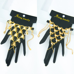 Pulseras de Moda con Anillo de Dubai, Chapadas en Oro de 21k, Diseño de Corazón y Mariposa, para Mujeres, Eventos y Fiestas - Product Image 1