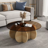 Table basse ronde minimaliste, table basse en verre de style moderne, mobilier de maison de luxe léger et tendance pour salons