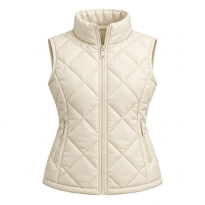 Chaleco Acolchado de Alta Calidad para Mujer, con Cuello Alto, Cierre de Cremallera, Sin Mangas, con Logotipo Bordado, Fabricante OEM - Product Image 1