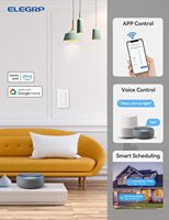 Interruptor de Pared Táctil con Atenuador de Luz ELEGRP USA 120V CA, Material Duradero de PC, Interruptor Eléctrico Inteligente Wifi Tuya para Hogar Inteligente