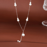 Collier en argent sterling S925 incrusté de perles et de coquillages, avec pendentif en forme de croix, style français vintage chic et tendance, pour femme, cadeau de mariage ou de fête