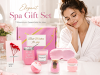 Coffret Cadeau Spa de Luxe pour Femme avec Bougie en Verre, Masque pour les Yeux, Bombe de Bain, Savon, Sels de Bain et Carte de Vœux – Articles Cadeaux