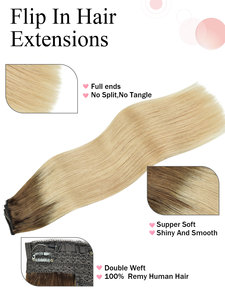 <span class=keywords><strong>Extensiones</strong></span> de Cabello Humano con Clip FH de una Sola Pieza, Tipo Halo Loop, Lisas y Sedosas, con Doble Trama a Máquina - Product Image 2