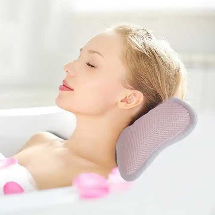 Bathtub Mat+3d Mesh Bathtub Pillow, Non-slip Cushion Bath Tub Spa
