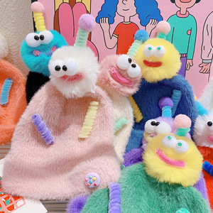 Automne et hiver mignon dessin animé enfants chaud oreille protection froid chapeau boule <span class=keywords><strong>de</strong></span> poils torsion bâton petite boule laine chapeau - Product Image 2