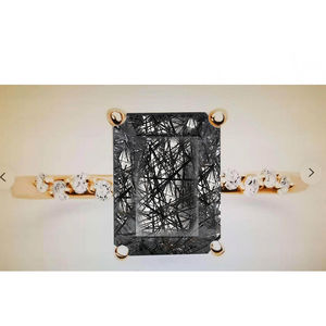 Bague de mariage et de fête en argent sterling 925 plaqué or 18 carats avec agate mousse vert foncé, style vintage, meilleure qualité d'usine - Product Image 4