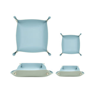 Foldable Coin Change Candy Organizer Home Hotel Travel Pu Leather Valet Tray Jewelry Storage Tray - Product Image 1