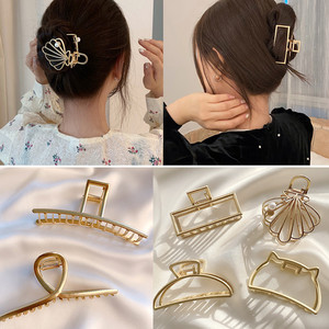 MIO Vente en gros Barrette pour femmes Épingles à cheveux en métal Griffe Large Gold Designer Pinces à cheveux simples pour cheveux longs et épais - Product Image 3