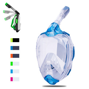 Masque intégral Wave en verre trempé 4,0 mm anti-buée pour plongée en apnée adulte plage - Product Image 5
