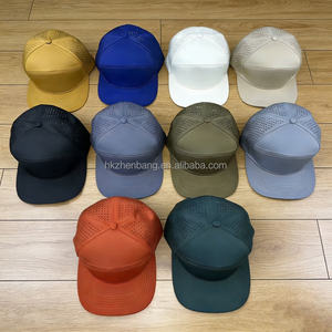 Casquette sportive ZZB en nylon 7 panneaux à bord plat, perforée au laser, respirante, imperméable et à séchage rapide, avec ventilation par corde – Vente en gros personnalisée - Product Image 1