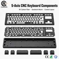 Carcasa de Teclado de Fibra de Carbono 3K Twill, Fresada por CNC, Ligera, para Kit de Teclado Mecánico Avanzado DIY