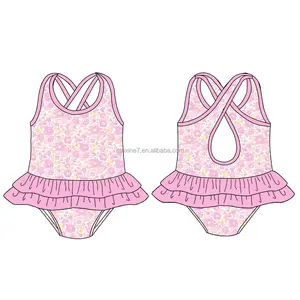 Çocuk yüzme giysileri sevimli bebek kız tek parça mayo butik çiçek çocuklar mayo beachwear