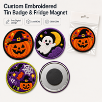 Juego de imanes de nevera personalizados de Halloween con insignias de chenilla bordadas, diseño de calabaza y fantasma, para regalos y merchandising minorista