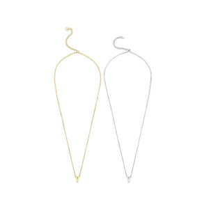 Collana con lettera V in acciaio inossidabile, ciondolo minimalista per donna, gioielli alla moda, collane con catena tono oro 18 carati e argento. - Product Image 2