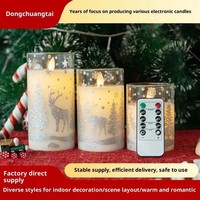 Set Lilin Pilar LED Lilin Parafin Kaca 3 Buah - Baterai dengan Remote Control untuk Ulang Tahun & Natal