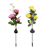 Lampe solaire YN à 3 têtes en forme de rose pour extérieur, décorative, indice de protection IP65, pour mariages, lumières féériques de jardin et éclairage décoratif