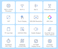 Papan Pengembangan Layar Sentuh ESP32-C6 1,83 inci, 240 * 284, Chip Codec Audio, Mikrofon dan Speaker, Wi-Fi 6 dan BLE 5