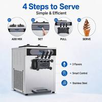 Machine à glace molle professionnelle, 3 saveurs, haute capacité 40L/H, en acier inoxydable, pré-refroidissement