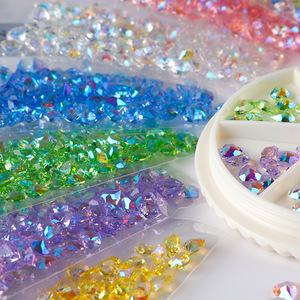 Breloques pour nail art motif sucre été <span class=keywords><strong>2023</strong></span>, en résine effet aurore, en forme de cœur, en cristal, strass à dos pointu pour nail art, décoration DIY pour ongles - Product Image 6