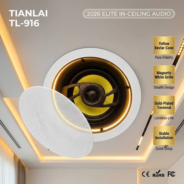TIANLAI TL 916 Hi Fi in Ceiling Speaker Kevlar Cone Recessed Ceiling Loudspeaker for Luxury Home Background Audio System