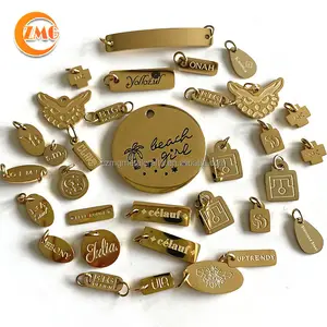 18k Gold PVD Vacuum Plating Aço Inoxidável Gravado Custom-made Metal Jewelry Charms