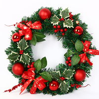 40 Cm Decoratieve Kransen Rood Groen Crabapple Dennenappel Kerstkransen Voor Thuis Kerstversiering