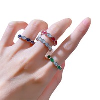 Bagues empilables intelligentes pour femmes en argent sterling 925 plaqué or blanc 18 carats avec zircone 5A, fabrication Seven.A