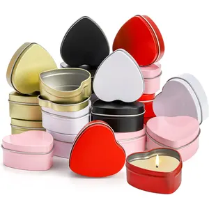 Wide Application Heart Shape Empty Jars Small Metal Can 2oz Candle Tin Box