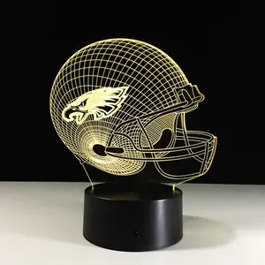 NFL Philadelphia Eagles Football Helmet Illusion Night Light Multicolor Changing USB LED with Touch Control Mode