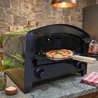 Oven Pizza Portabel Premium Berbahan Bakar Propana untuk Memasak di Luar Ruangan, Pembuat Pizza Gas untuk Meja Dapur, Kontrol Tombol Ganda, Termometer, Baja Tahan Karat
