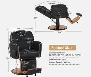 Nuova Sedia da Barbiere Ergonomica Reclinabile per <span class=keywords><strong>Uomo</strong></span>, Economica e Resistente in Acciaio Inossidabile, Portatile per Salone di Bellezza e Parrucchiere - Product Image 3