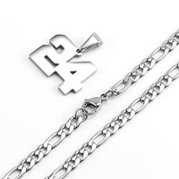 Collier pendentif numéro unisexe en acier inoxydable 22 plaqué argent, motif bambou porte-bonheur, sans ternissement, sans nickel, sans plomb, cadeau bijou
