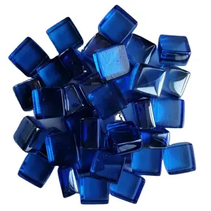 Échantillon Gratuit – Pierres Cubiques Modernes en Verre Trempé Bleu Écologique pour Foyers Extérieurs et Intérieurs, Décoration <span class=keywords><strong>de</strong></span> Halls d'Hôtels - Product Image 1