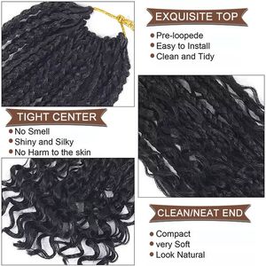 Julianna bán buôn 14 18 inch <span class=keywords><strong>Crochet</strong></span> Boho Bohemian Nữ Thần hộp bím tóc với kết thúc tổng hợp phần mở rộng tóc - Product Image 2