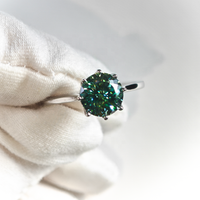高品质铑镀GRA VVS Moissanite经典时尚925纯银8毫米2CT戒指女男士订婚礼物