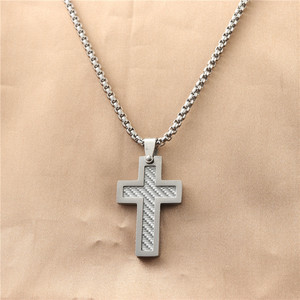 Men's Stainless Steel <b>Cross</b> Pendant Necklace Geometric Design Bezel Setting 12050 - Product Image 1