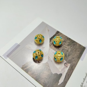 Electroplated Alloy Zircon Hollow Bead Round Sphere With Straight Hole For <b>Pen</b> Beads 076 Jinhua Winter 2025 - Product Image 4