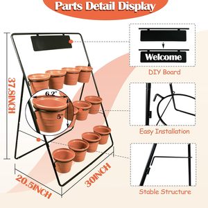 Étagère à plantes en métal à 3 niveaux, support pour plusieurs pots de fleurs, étagère en forme d'échelle, présentoir pour plantes avec 12 pots pour intérieur, extérieur et patio - Product Image 3