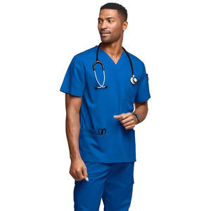ชุดสครับคอวีสองชิ้นสำหรับผู้ชายระดับไฮเอนด์ ชุดแพทย์ พยาบาล ชุดผ่าตัด ชุดทันตกรรม ชุดสำหรับสัตว์เลี้ยง ผ้าโพลีเอสเตอร์ด็อบบี้ยืดหยุ่น แห้งเร็ว - Product Image 3