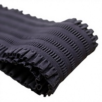 Bande élastique en spandex/polyester noire et blanche de 60 mm de large, plissée des deux côtés, jacquard à chevrons