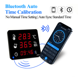 Termohigrómetro Digital con Bluetooth, Calibración Automática de Hora, Alarma de Brillo Ajustable, Herramienta de Monitoreo de Temperatura y Humedad para el Hogar, OEM - Product Image 4