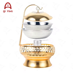 Nouveau Réchaud de Luxe Doré 8L Rond en Acier Inoxydable avec <span class=keywords><strong>Couvercle</strong></span> et Support Suspendu pour Buffet, Hôtels, Mariages et Traiteur - Product Image 4
